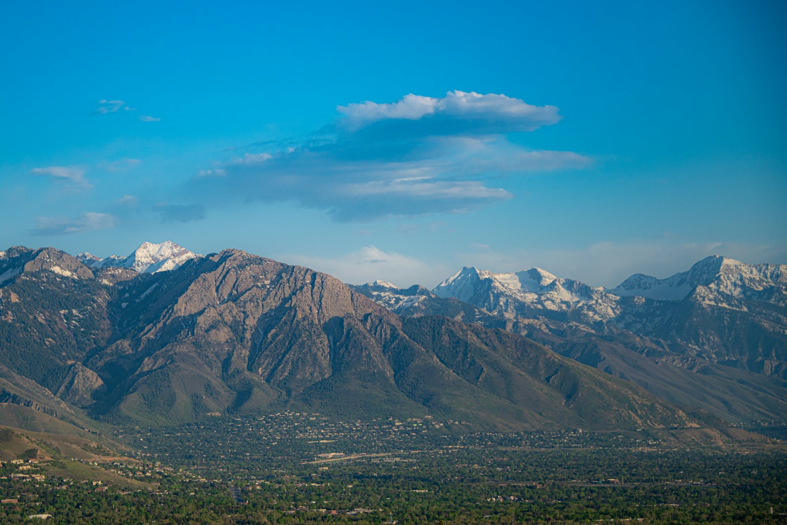 The Wasatch Mountains rising above the Salt Lake valley neighborhoods